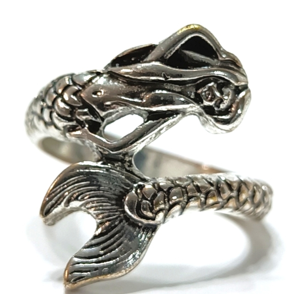 Mermaid Wrap Around Tail Silver Ring - Picture 4 of 4